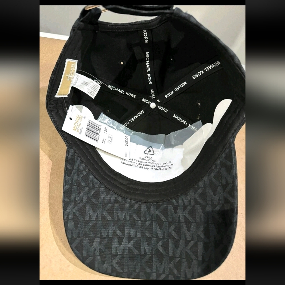Michael Kors Printed MK Logo Adjustable Cap Hat Black $68 - Picture 3 of 3